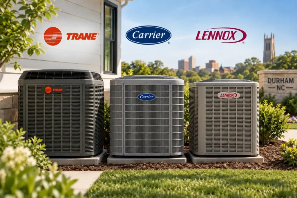 Trane, Carrier, and Lennox AC units compared for Durham NC homeowners